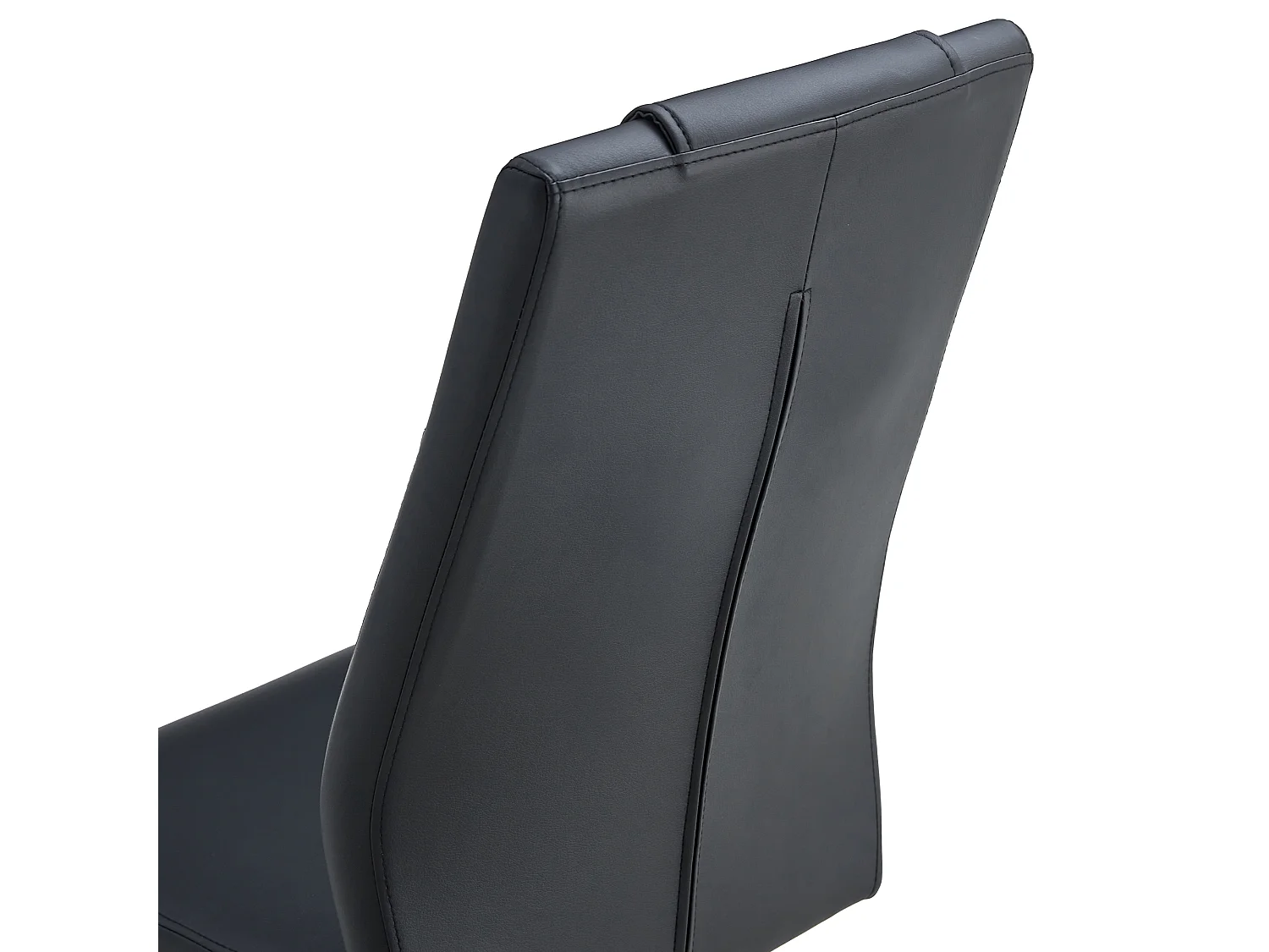 Chaise de salle à manger nordique en PU noir, avec design à coutures en diamant et pieds métalliques dorés (40.6x48.2x96.5 cm)