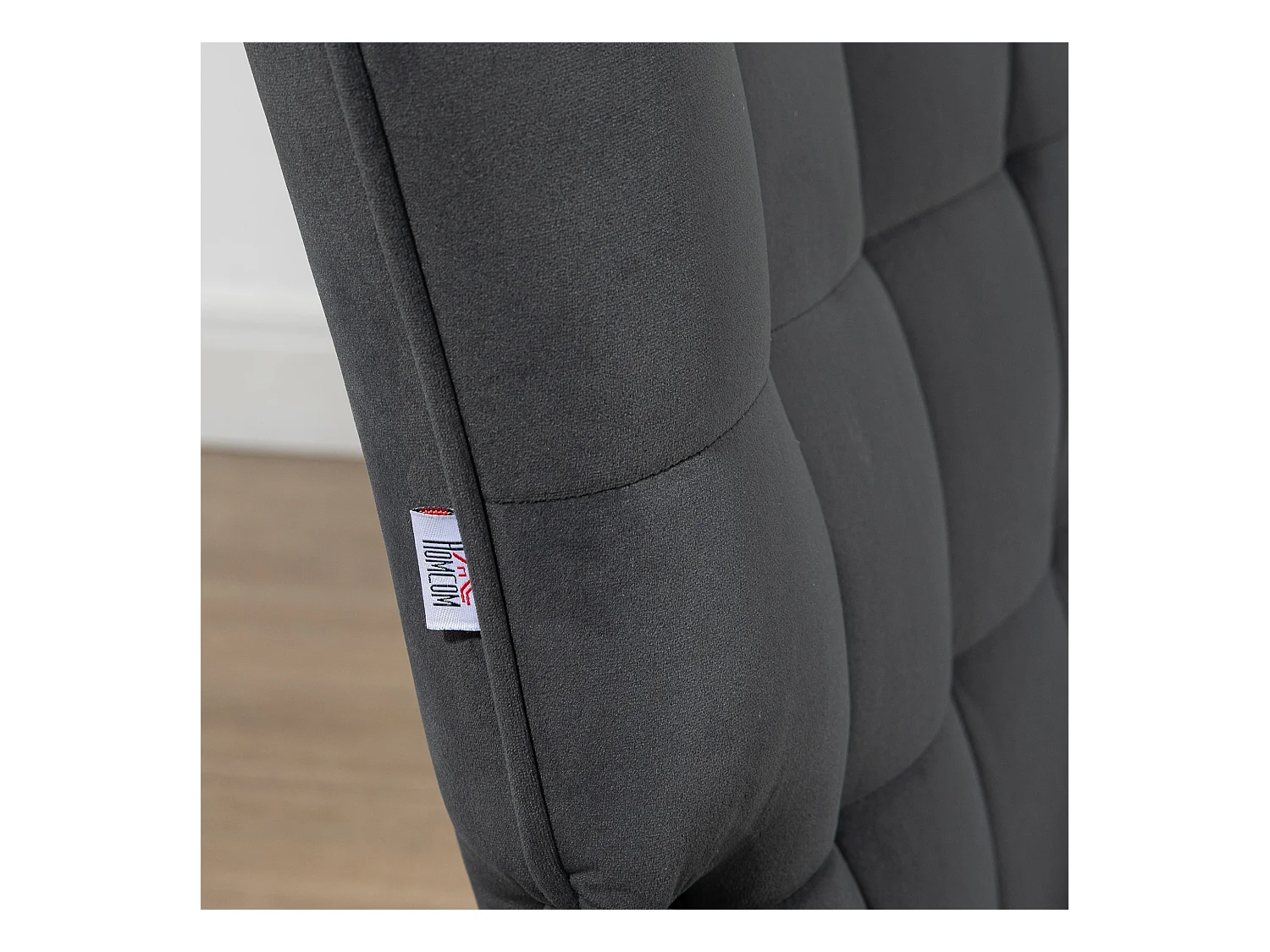 Fauteuil à oreilles avec repose-pieds, design moderne, tissu velours, gris (73x77.5x98 cm)