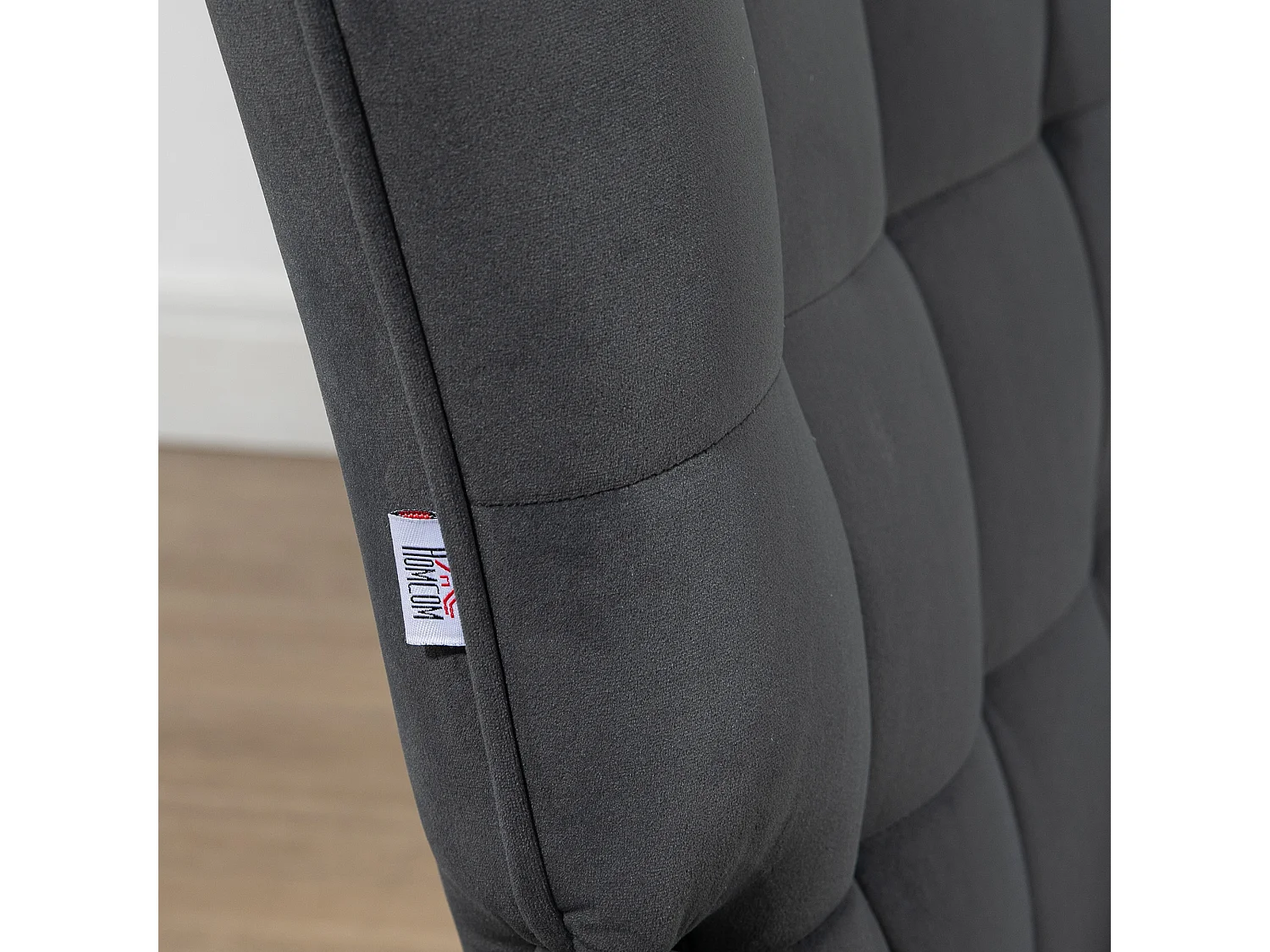 Fauteuil à oreilles avec repose-pieds, design moderne, tissu velours, gris (73x77.5x98 cm)