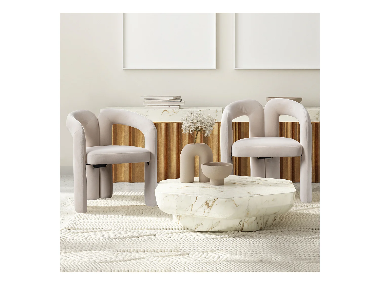 Chaises de salle à manger modernes en velours, fauteuils décoratifs rembourrés,  fauteuils pour salon et cuisine, lot de 2 (64x50.5x71 cm)