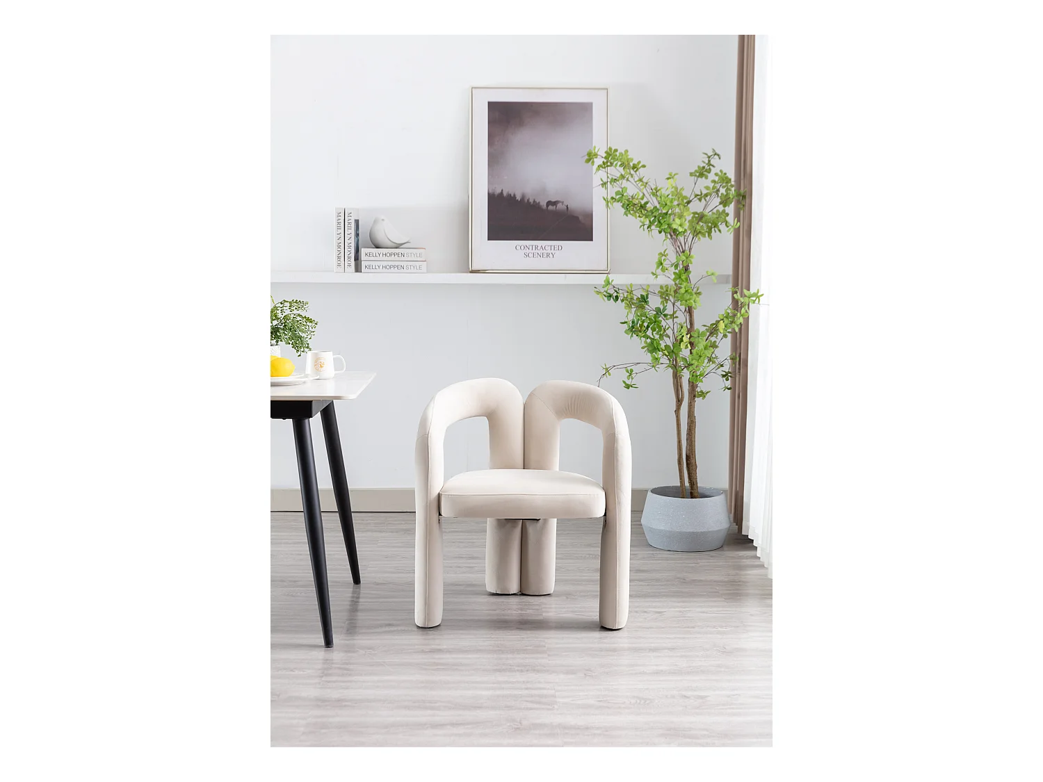 Chaises de salle à manger modernes en velours, fauteuils décoratifs rembourrés,  fauteuils pour salon et cuisine, lot de 2 (64x50.5x71 cm)