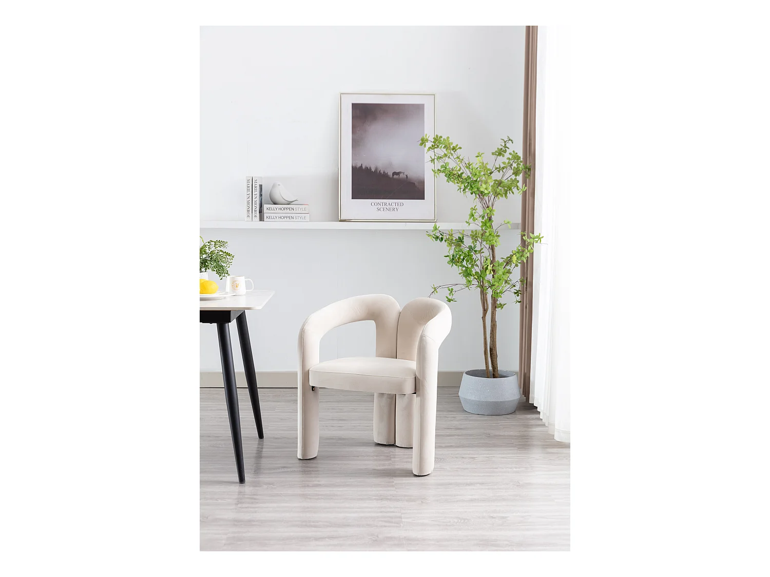 Chaises de salle à manger modernes en velours, fauteuils décoratifs rembourrés,  fauteuils pour salon et cuisine, lot de 2 (64x50.5x71 cm)