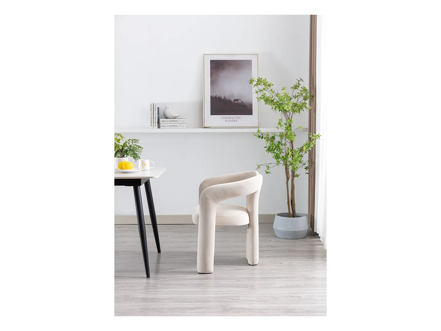 Chaises de salle à manger modernes en velours, fauteuils décoratifs rembourrés,  fauteuils pour salon et cuisine, lot de 2 (64x50.5x71 cm)