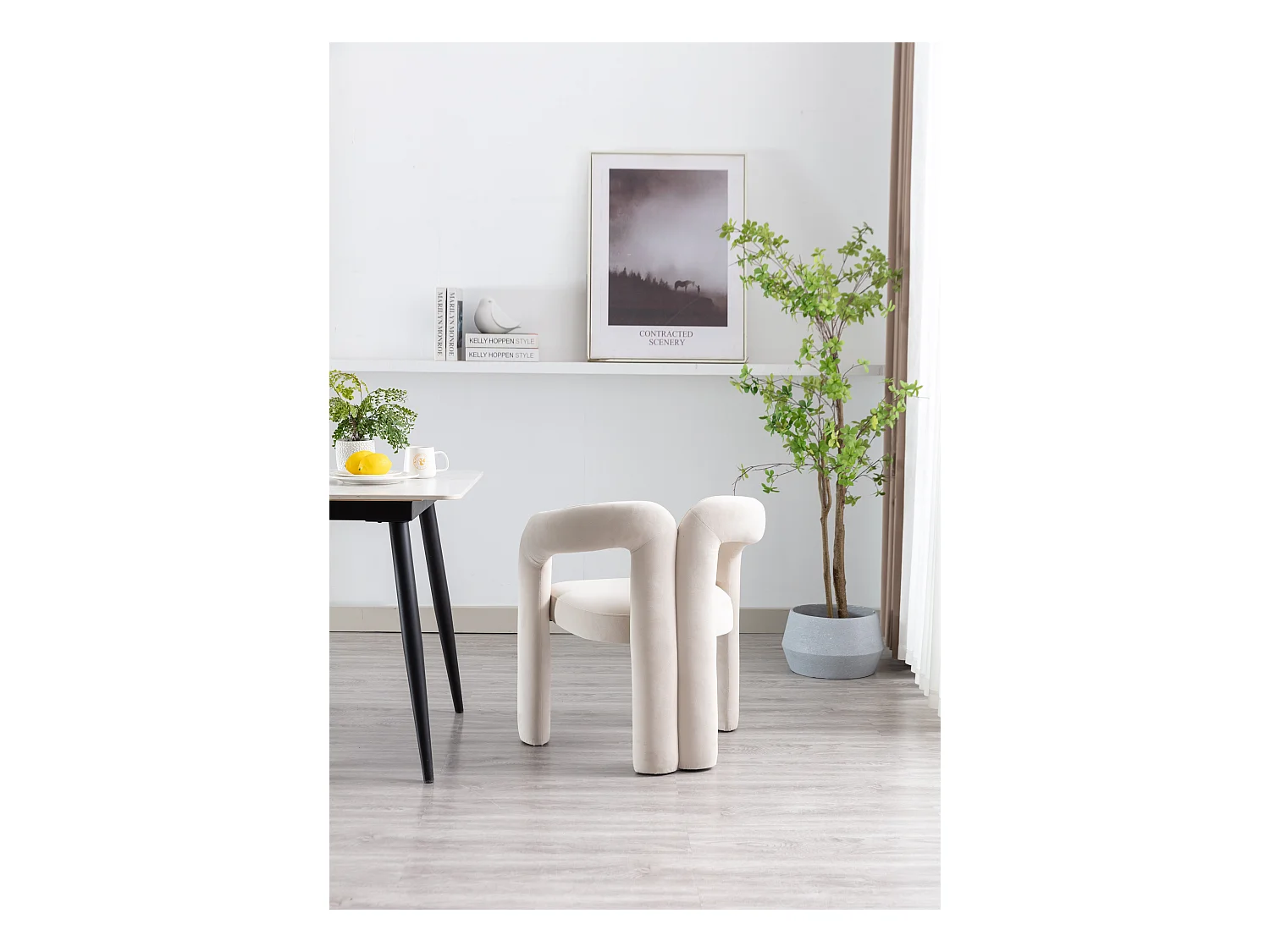 Chaises de salle à manger modernes en velours, fauteuils décoratifs rembourrés,  fauteuils pour salon et cuisine, lot de 2 (64x50.5x71 cm)