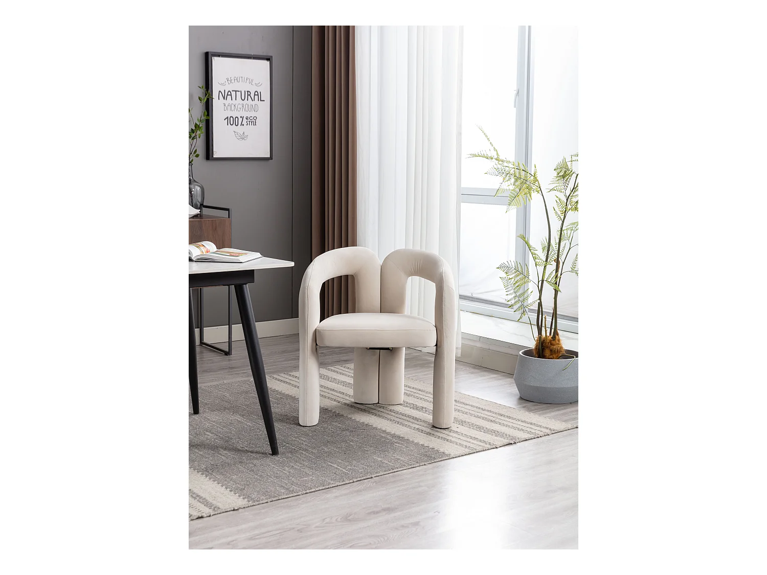 Chaises de salle à manger modernes en velours, fauteuils décoratifs rembourrés,  fauteuils pour salon et cuisine, lot de 2 (64x50.5x71 cm)