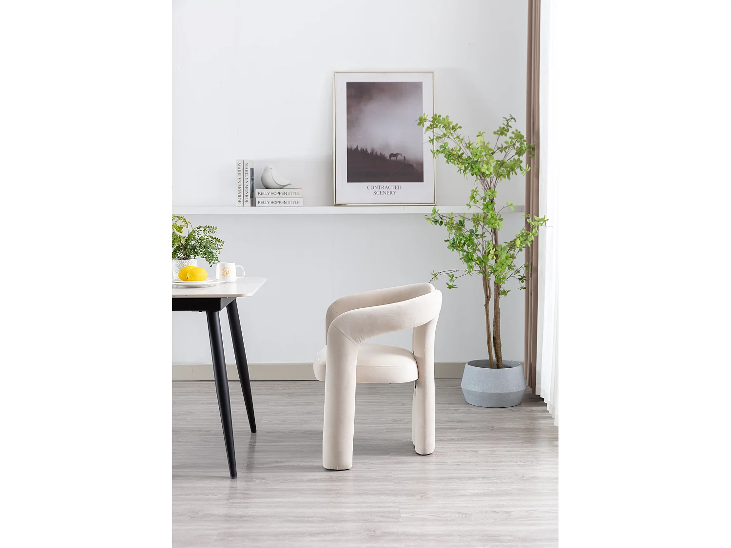 Chaises de salle à manger modernes en velours, fauteuils décoratifs rembourrés,  fauteuils pour salon et cuisine, lot de 2 (64x50.5x71 cm)