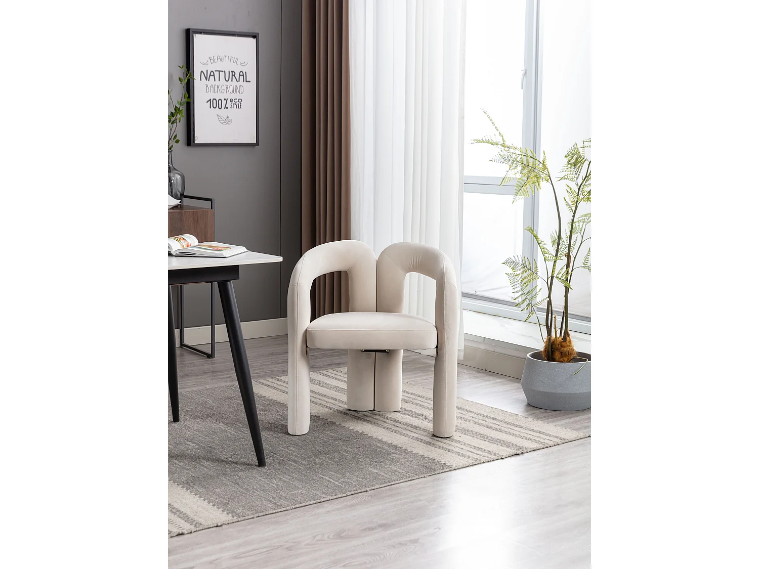 Chaises de salle à manger modernes en velours, fauteuils décoratifs rembourrés,  fauteuils pour salon et cuisine, lot de 2 (64x50.5x71 cm)