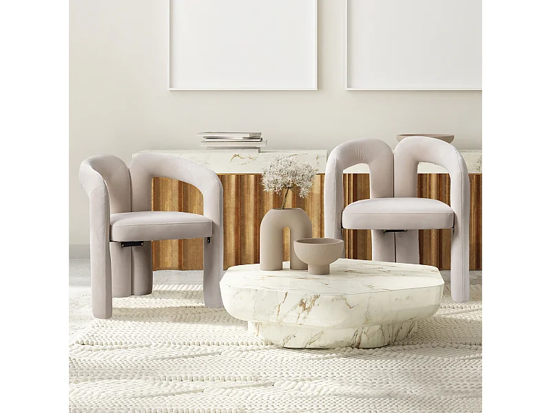 Moderne fluwelen eetkamerstoelen, gestoffeerde decoratieve fauteuils, woonkamer-keukenstoelen, set van 2 (64x50,5x71 cm)