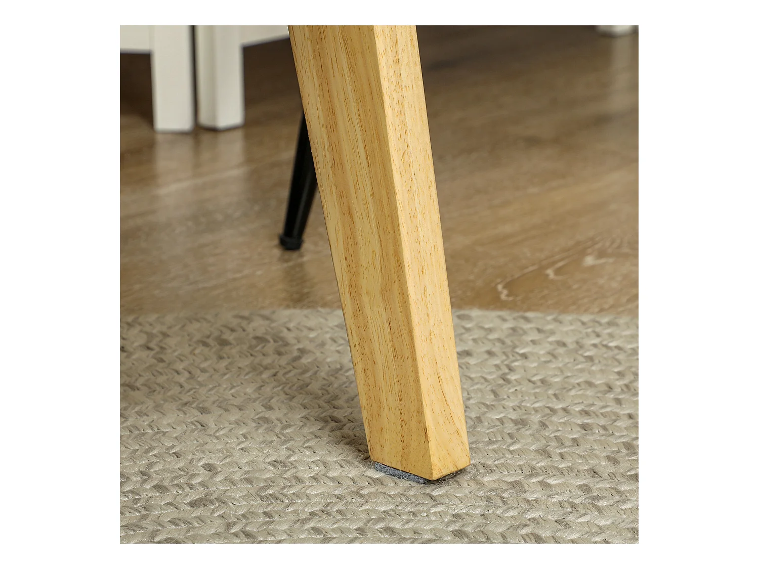 Fauteuil lounge avec accoudoirs, bois, tissu en velours, crème, (59x67x77 cm)