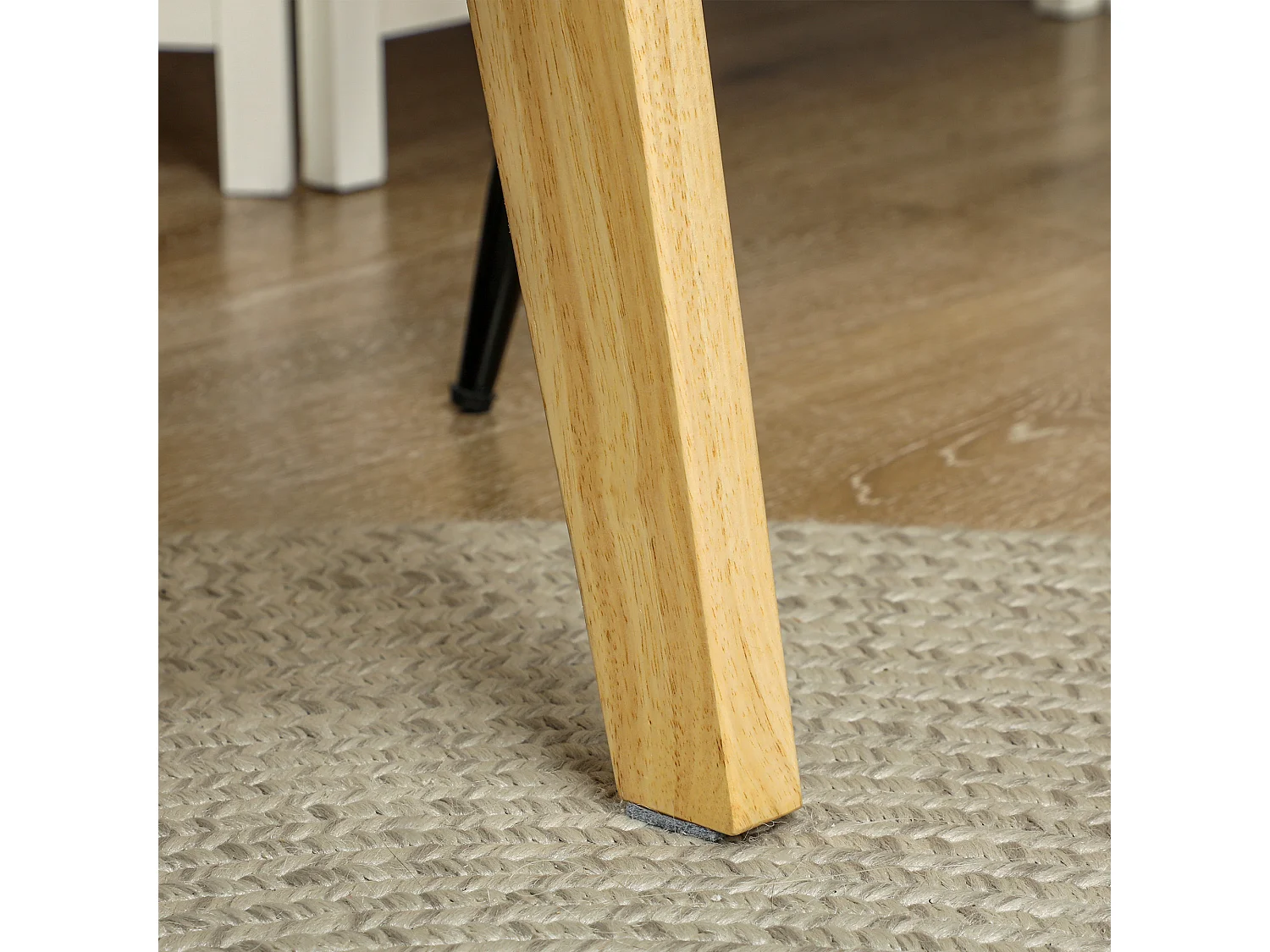 Fauteuil lounge avec accoudoirs, bois, tissu en velours, crème, (59x67x77 cm)