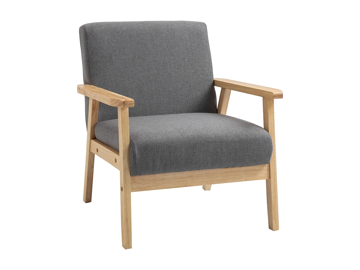 Poltrona con braccioli, design scandinavo, tessuto di lino, grigio (64x70x72 cm)