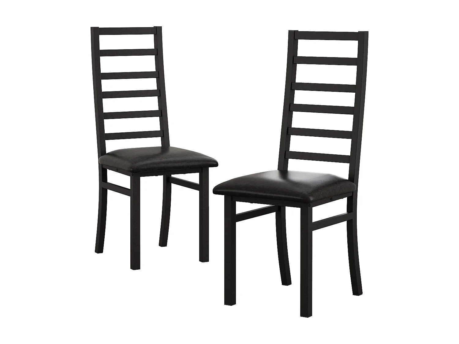 Chaises de salle à manger métal, design épuré, PU simili cuir, pieds en acier, noir (40x47x107 cm)