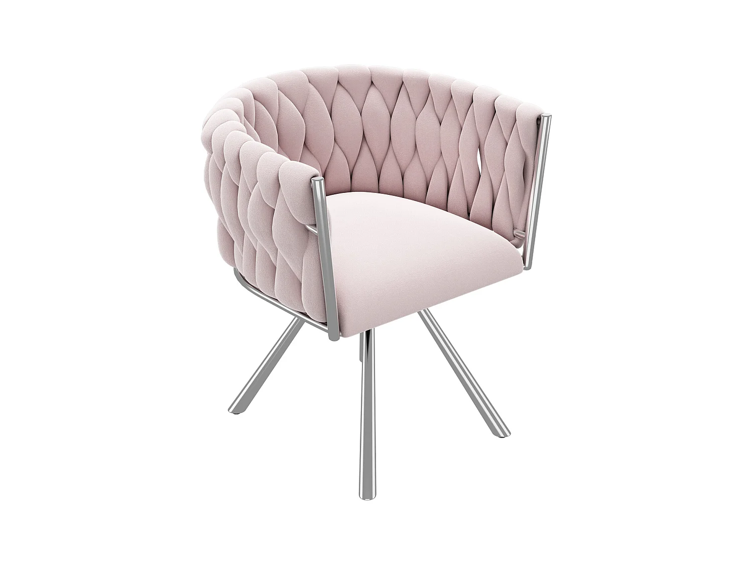 Fauteuil de maquillage en velours, design moderne, avec accoudoirs et quatre pieds métalliques, rose (59.69x55.25x45.72 cm)