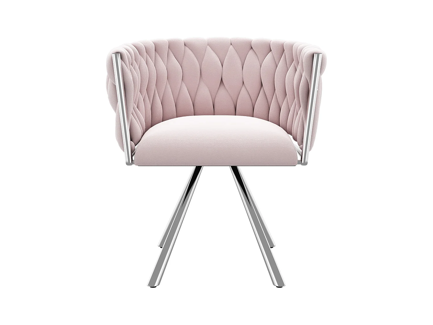 Fauteuil de maquillage en velours, design moderne, avec accoudoirs et quatre pieds métalliques, rose (59.69x55.25x45.72 cm)