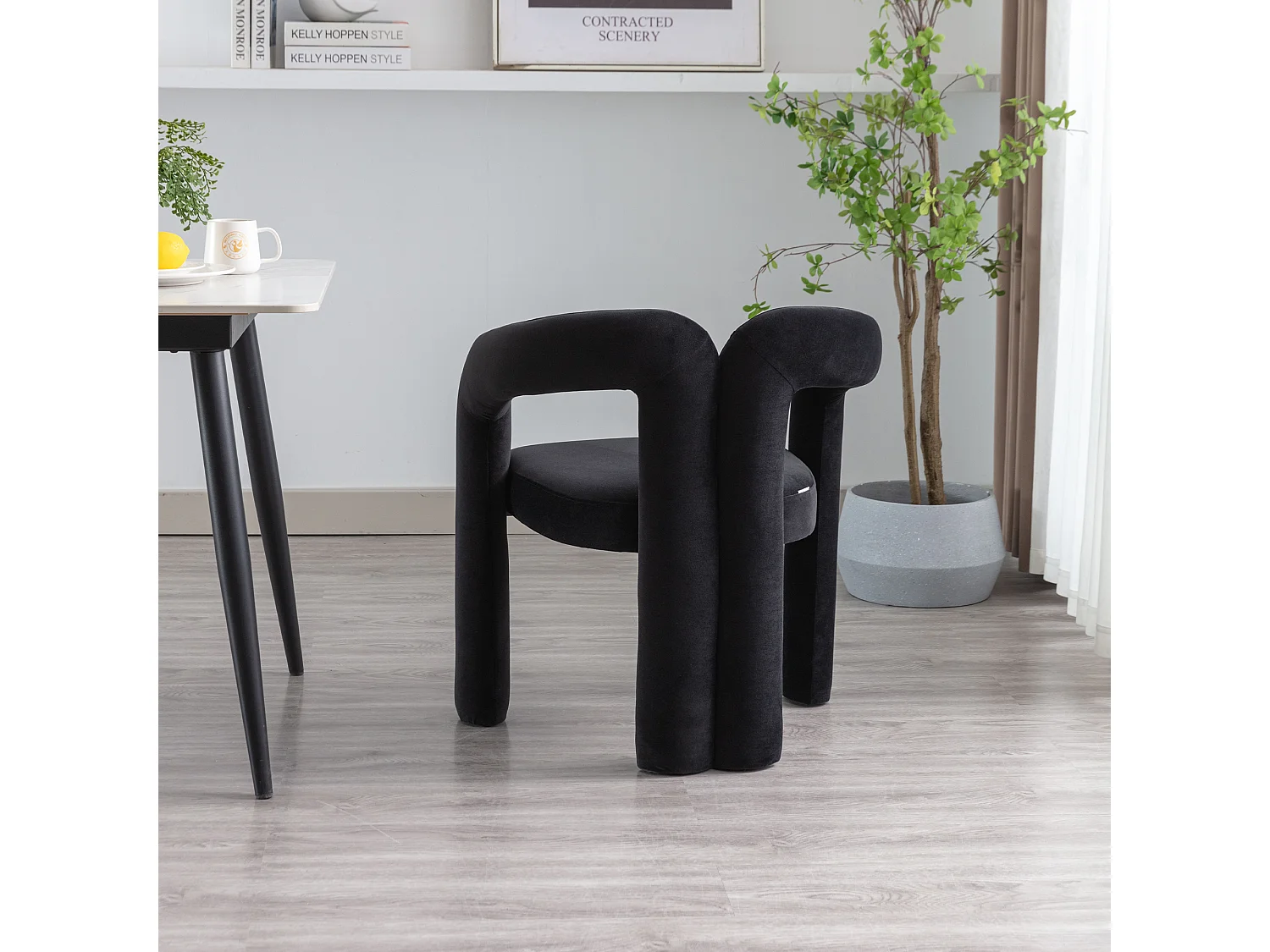 Chaises de salle à manger modernes, design élégant, velours, beige (64x50.5x71 cm), lot de 2
