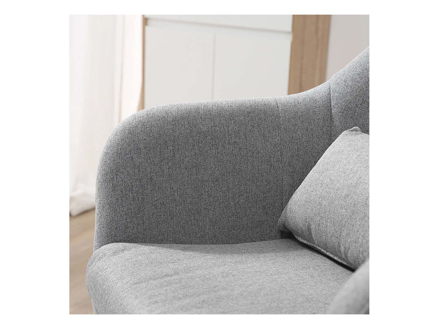 Fauteuil pivotant, réglable en hauteur, design rétro, tissu en lin, gris (60x60x79-91 cm)