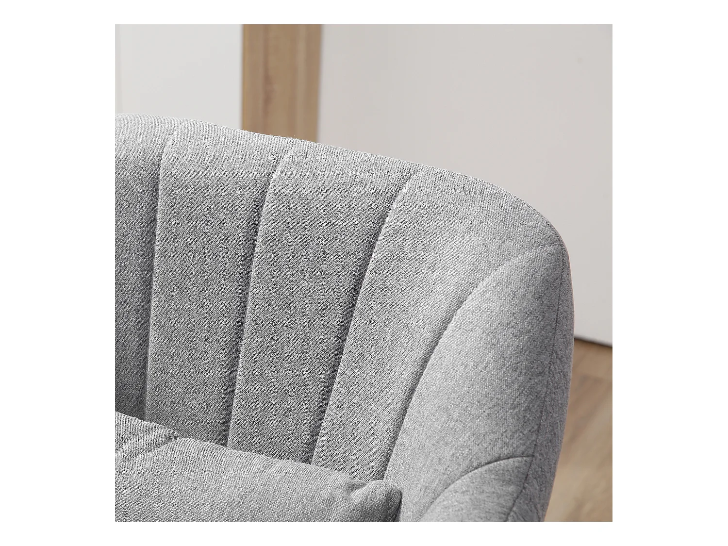 Fauteuil pivotant, réglable en hauteur, design rétro, tissu en lin, gris (60x60x79-91 cm)