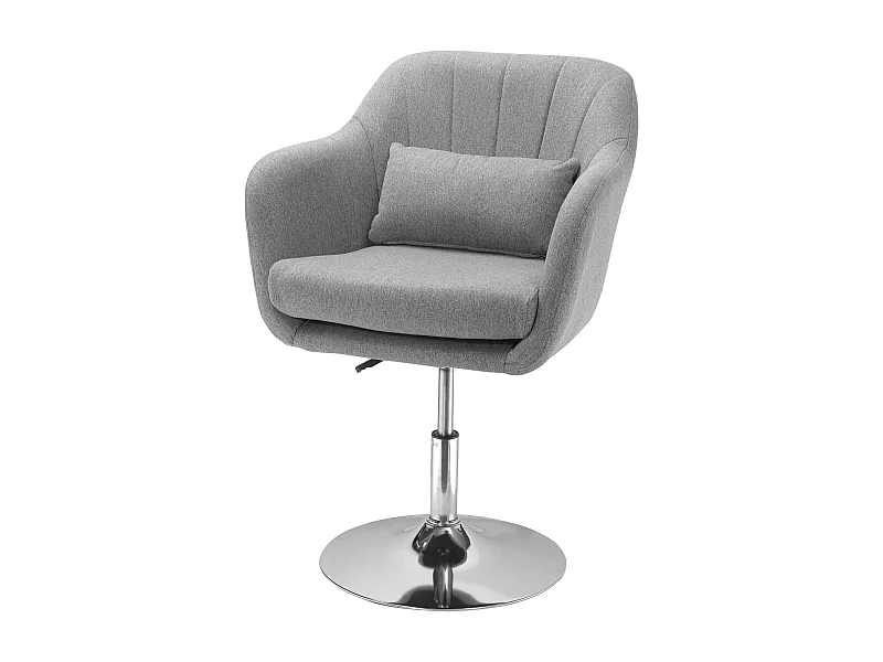 Poltrona girevole, regolabile in altezza, design retrò, tessuto di lino, grigio (60x60x79-91 cm)