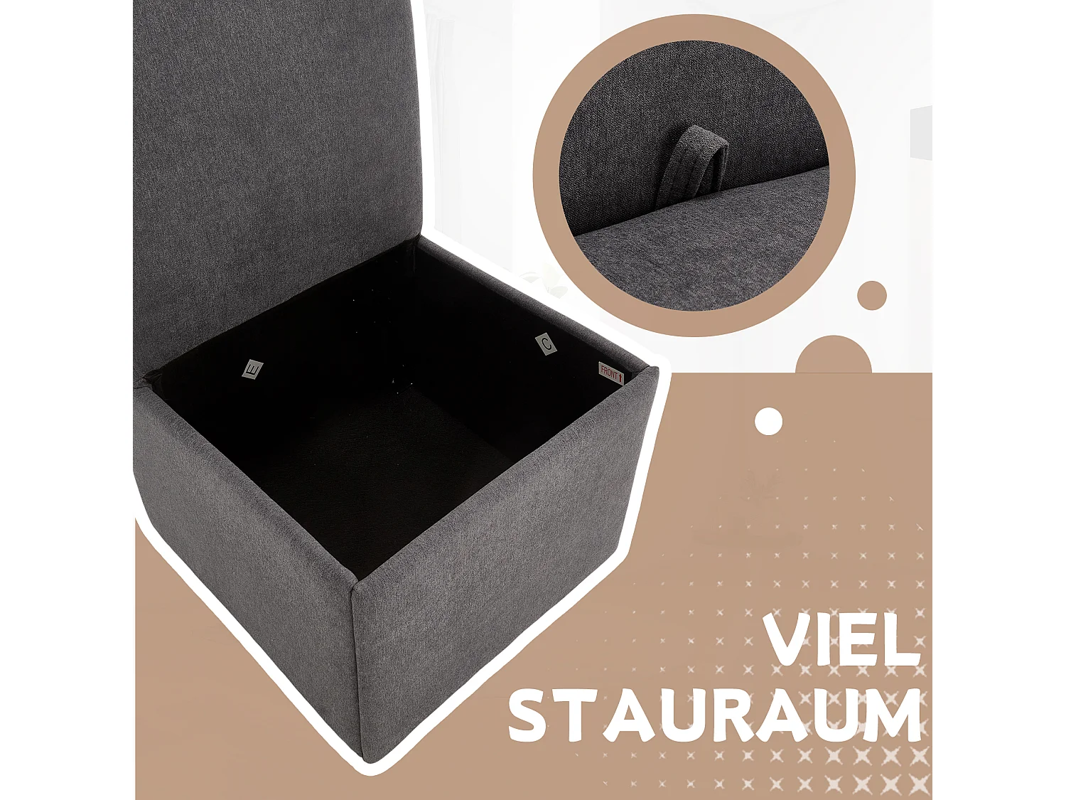 Chaise de salle à manger avec roulettes, fauteuil pivotant et rangement, tissu lin gris foncé, fauteuil moderne sans bras (50x59x86 cm)