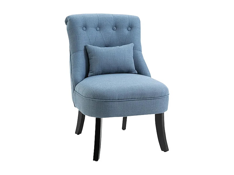Relaxfauteuil met lendenkussen, verhoogde poten, linnen, blauw (52,5x69x77cm)
