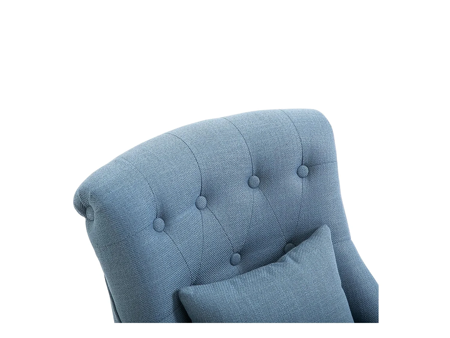 Fauteuil relax avec coussin lombaire, pieds surélevés, lin, bleu (52.5x69x77cm)