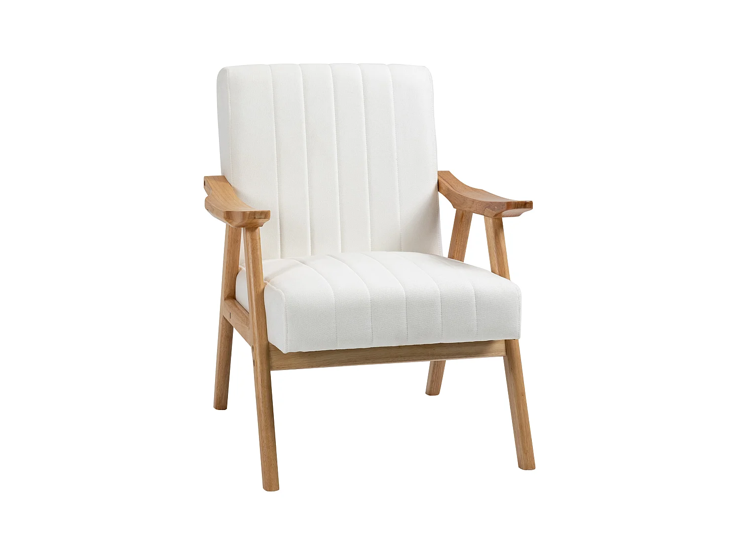 Sillón con reposabrazos, diseño escandinavo, tejido de terciopelo, color crema (68x74x82 cm)