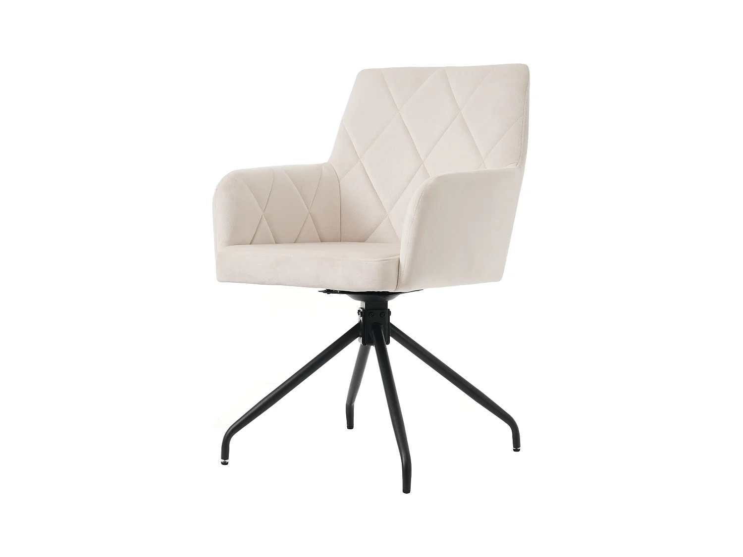 360° draaibare eetkamerstoelen, 4 metalen poten, fluwelen rugleuning, beige
