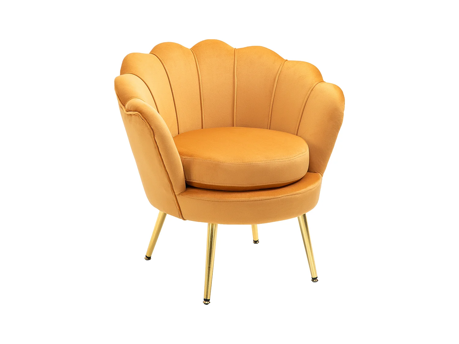 Fauteuil lounge sans accoudoirs, tissu velours, pieds métalliques, design élégant, pour salon ou chambre (76x67x74 cm)