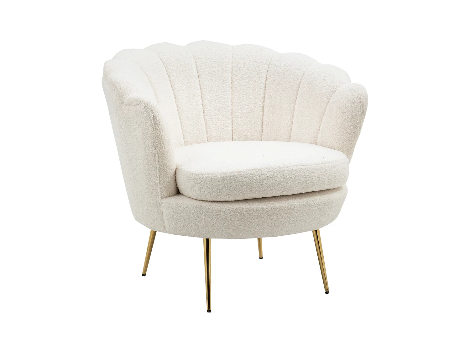 Fauteuil en forme de coquille, design moderne, polyester, blanc (79x77x77 cm)