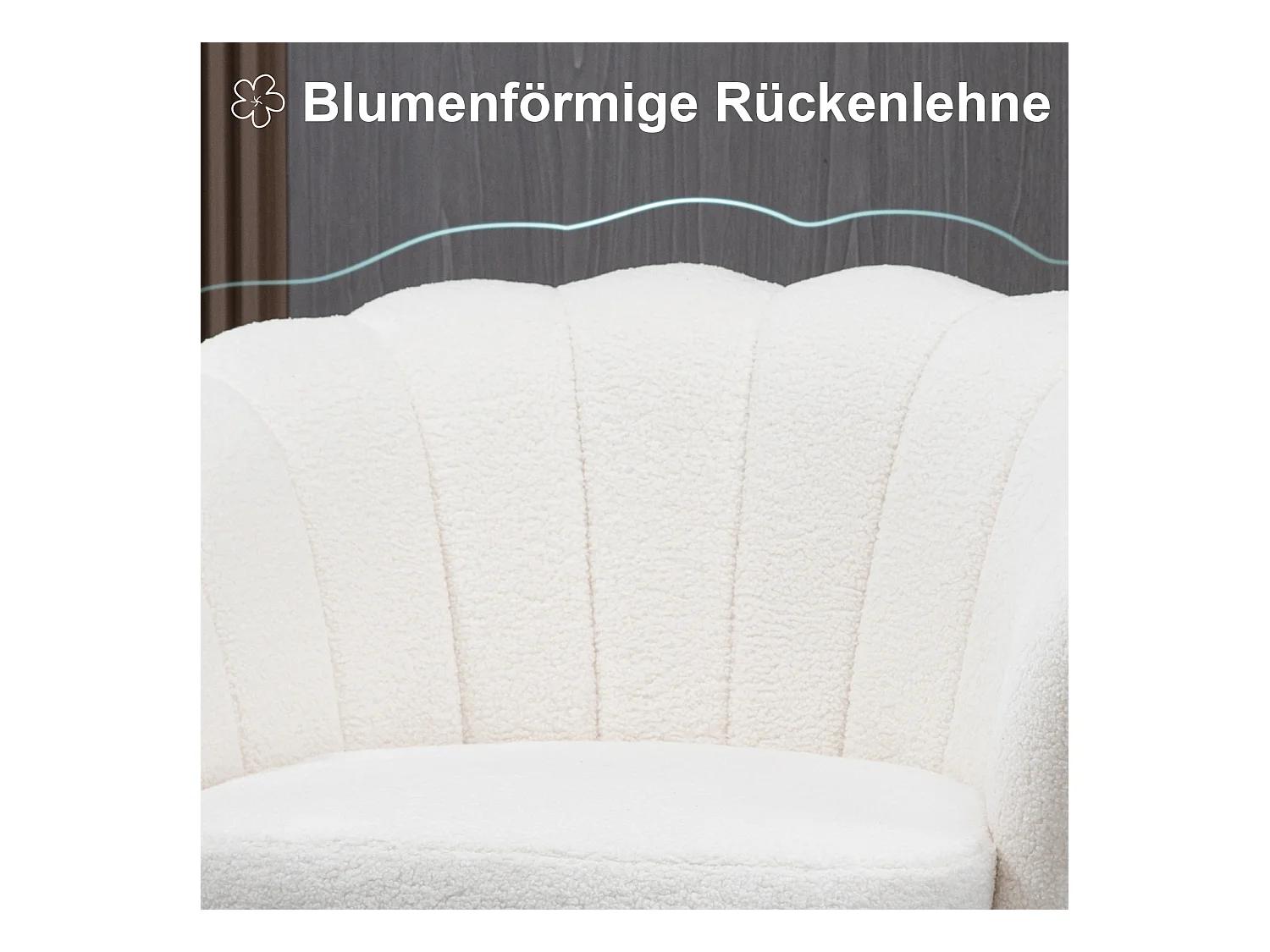 Fauteuil en forme de coquille, design moderne, polyester, blanc (79x77x77 cm)