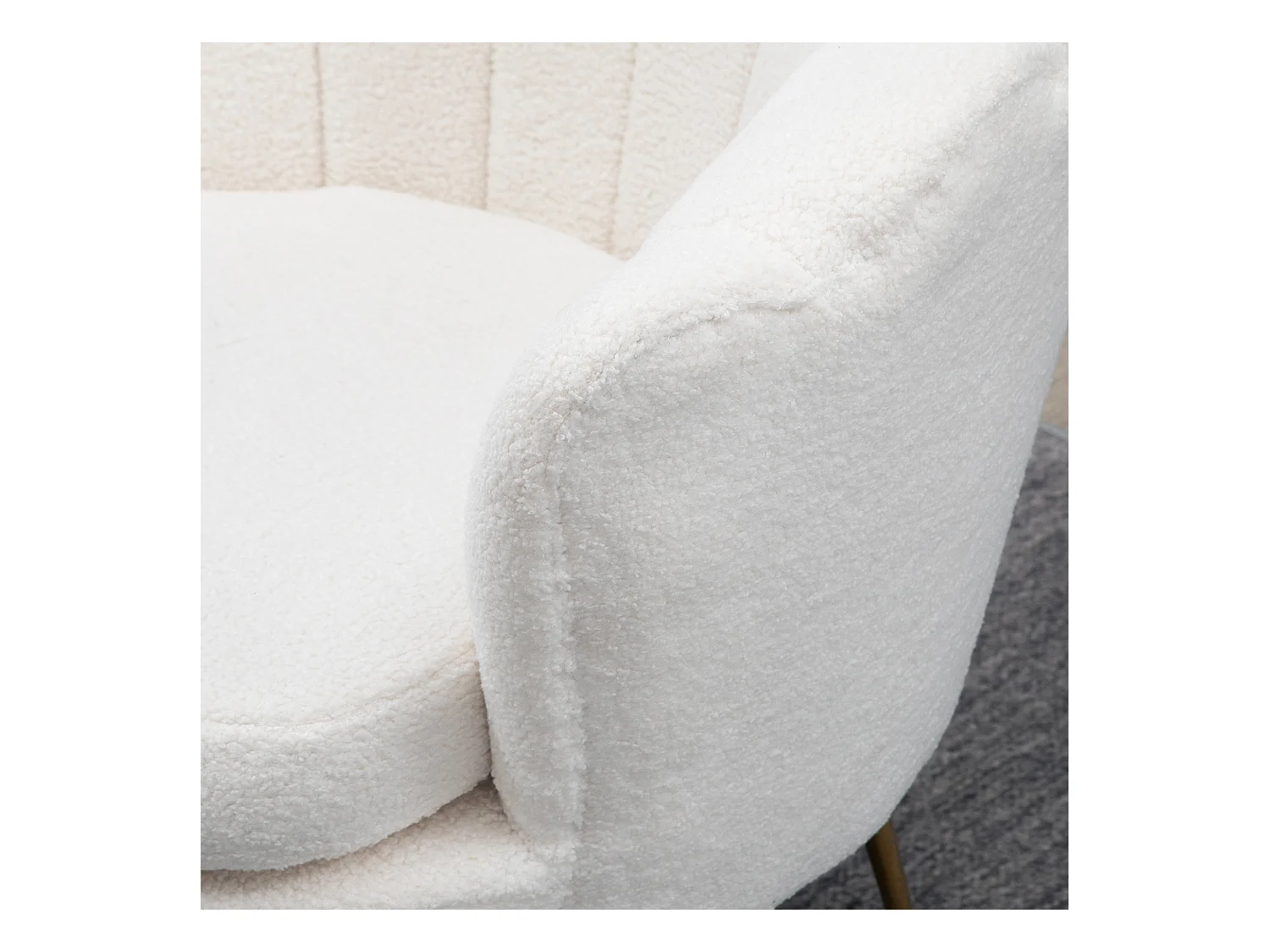 Fauteuil en forme de coquille, design moderne, polyester, blanc (79x77x77 cm)