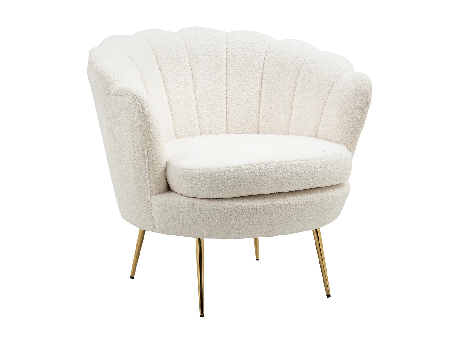 Fauteuil en forme de coquille, design moderne, polyester, blanc (79x77x77 cm)