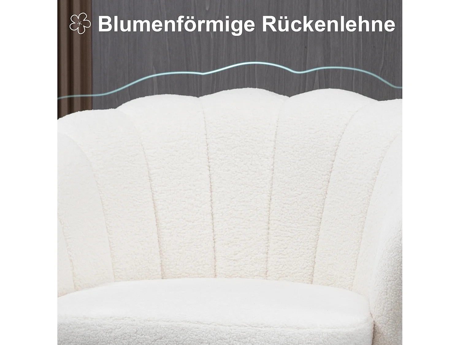 Fauteuil en forme de coquille, design moderne, polyester, blanc (79x77x77 cm)