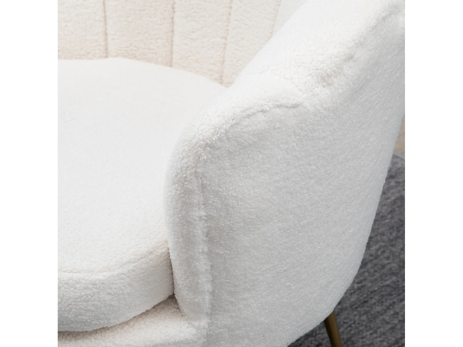 Fauteuil en forme de coquille, design moderne, polyester, blanc (79x77x77 cm)