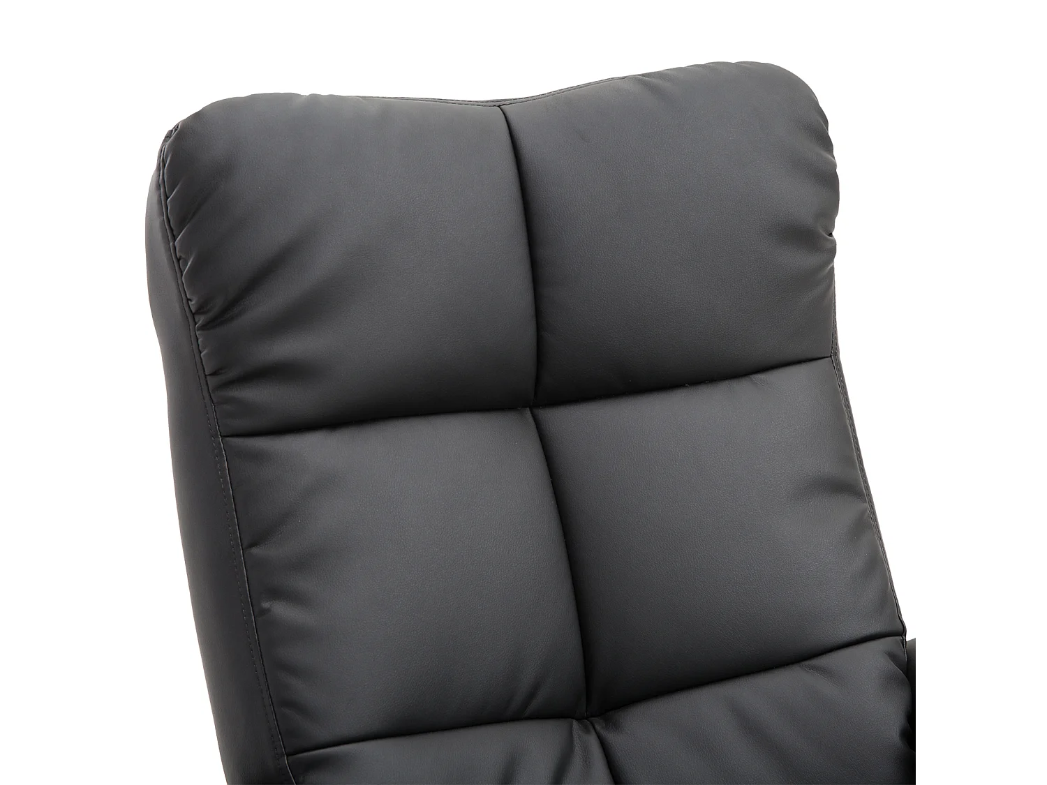 Fauteuil relax pivotant avec repose-pieds, PU, structure bois, noir (80x86x99 cm)