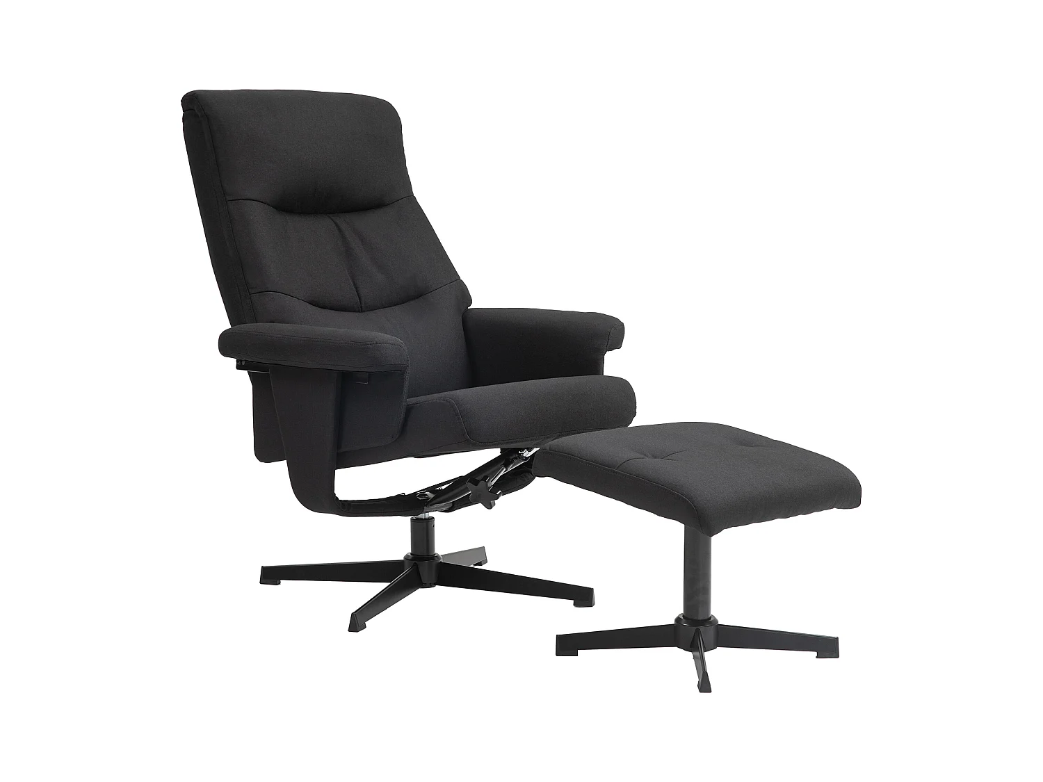 Sillón relax con reposapiés, reclinable 135°, tejido terciopelo, color negro (74x81x102cm)