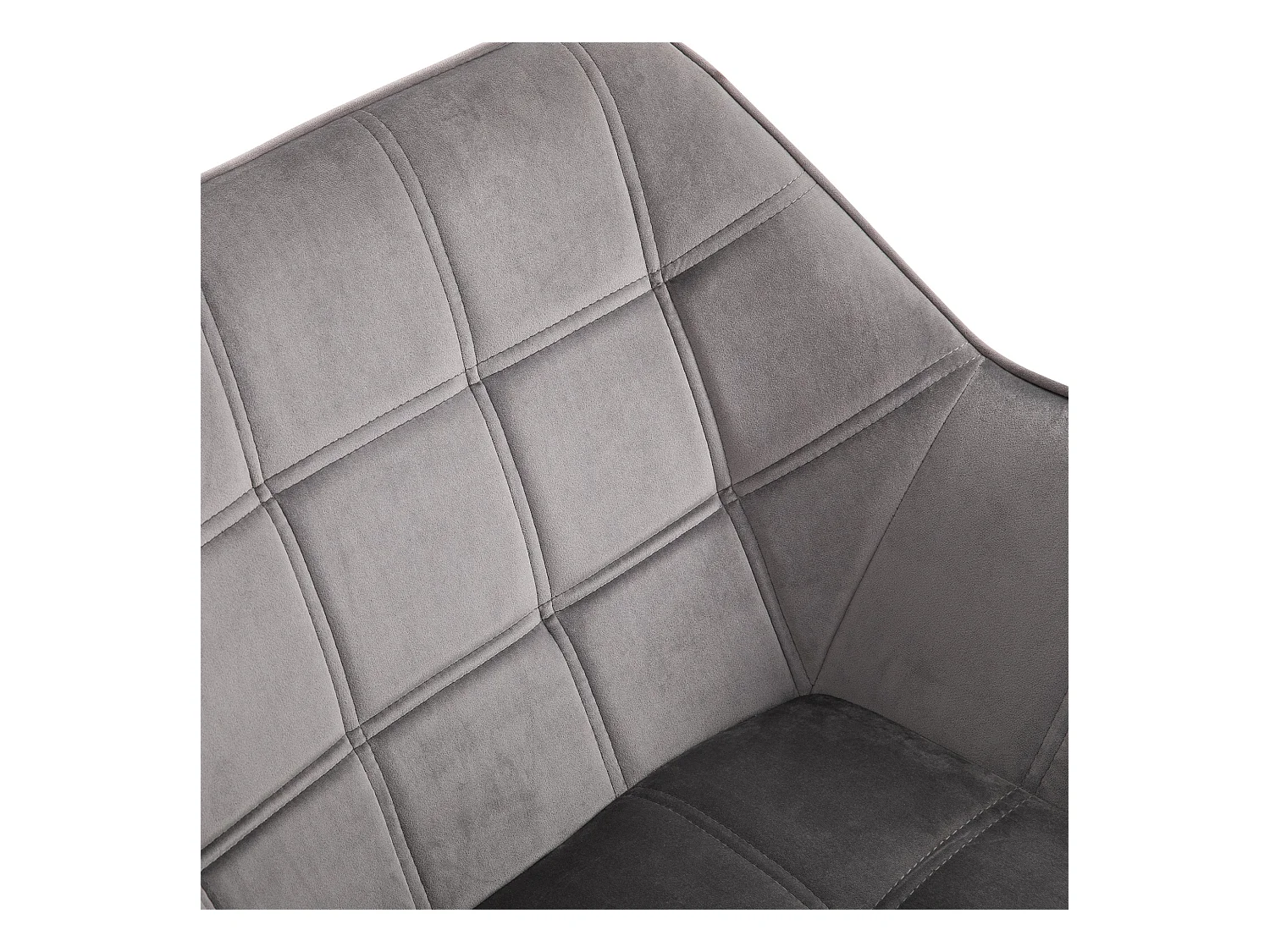 Fauteuil scandinave en velours avec accoudoirs, structure en bois et métal, gris (67x61.5x71 cm)