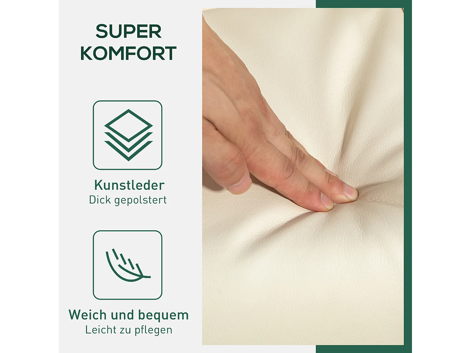 Relaxsessel avec Hocker, 360° pivotant, avec fonction inclinable, cuir artificiel, crème (80x86x99 cm)