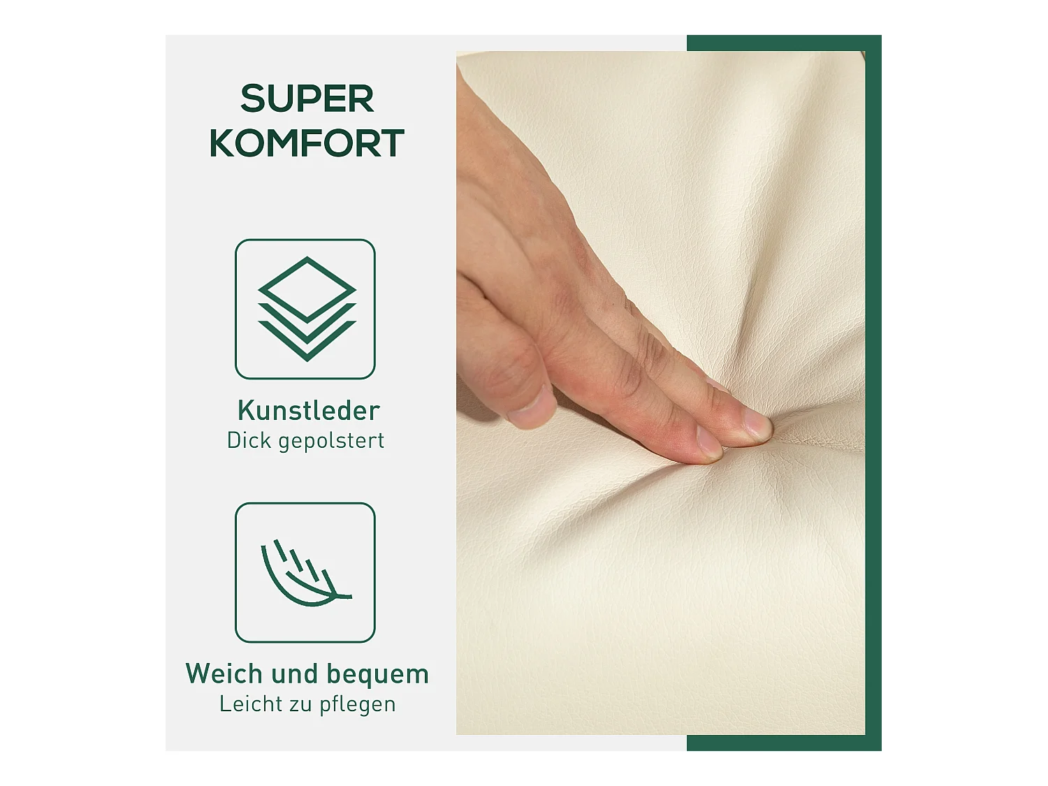 Relaxsessel avec Hocker, 360° pivotant, avec fonction inclinable, cuir artificiel, crème (80x86x99 cm)