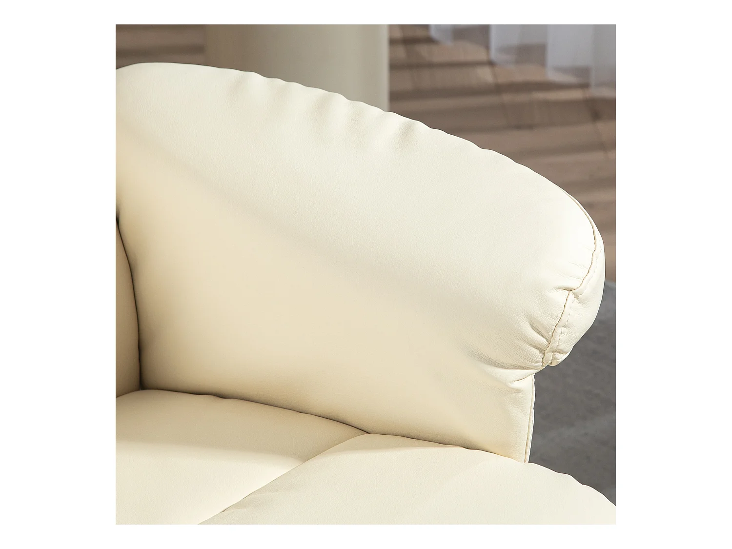 Relaxsessel avec Hocker, 360° pivotant, avec fonction inclinable, cuir artificiel, crème (80x86x99 cm)
