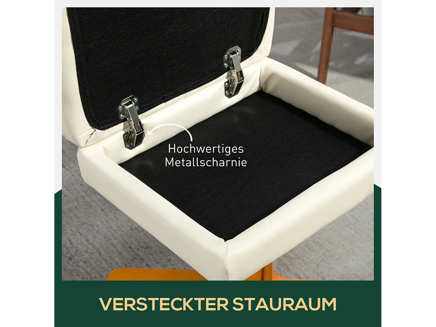 Relaxsessel avec Hocker, 360° pivotant, avec fonction inclinable, cuir artificiel, crème (80x86x99 cm)