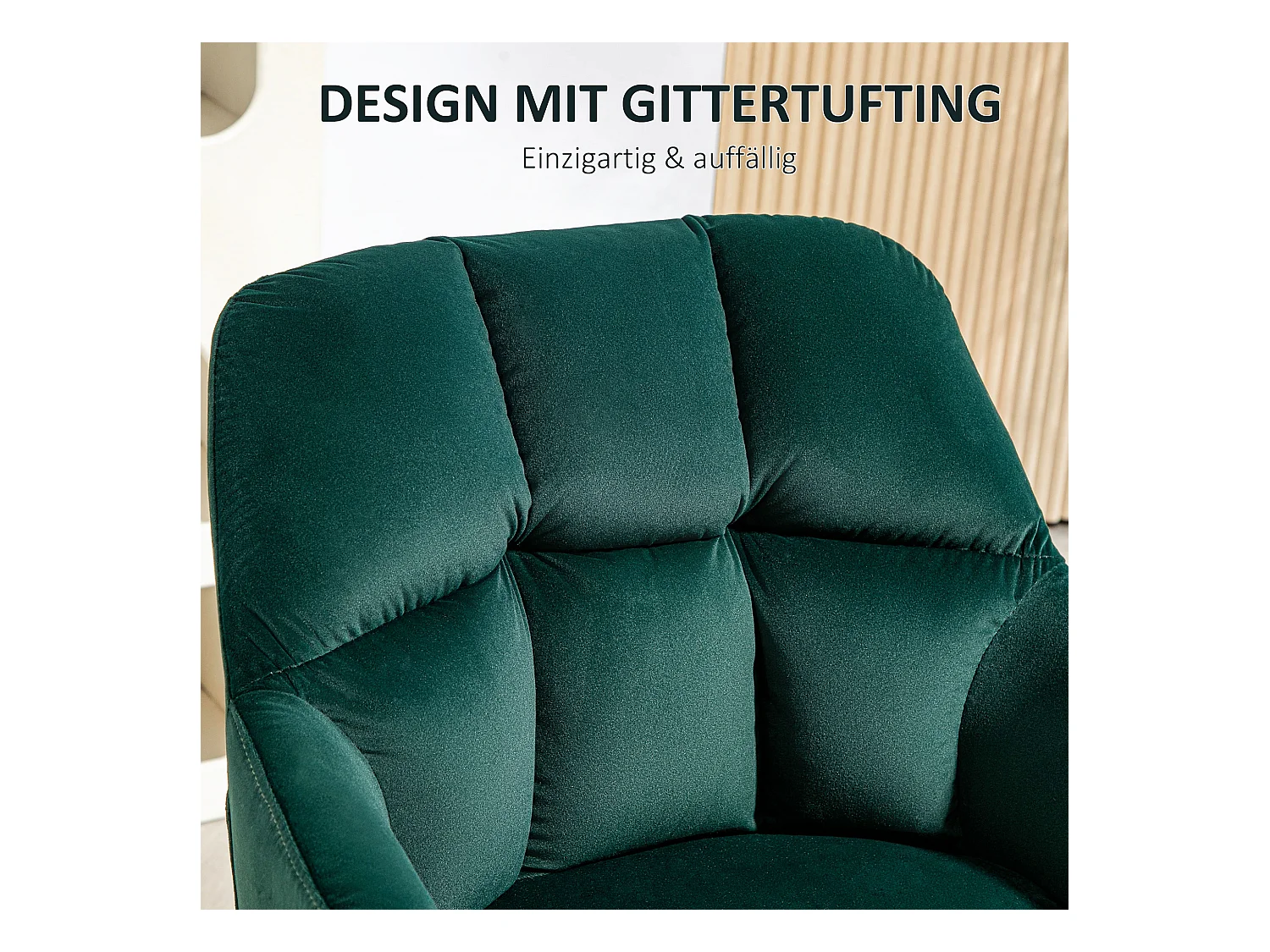 Fauteuil lounge avec accoudoirs, revêtement velours, pieds acier, vert foncé (59x58.5x78.5cm)