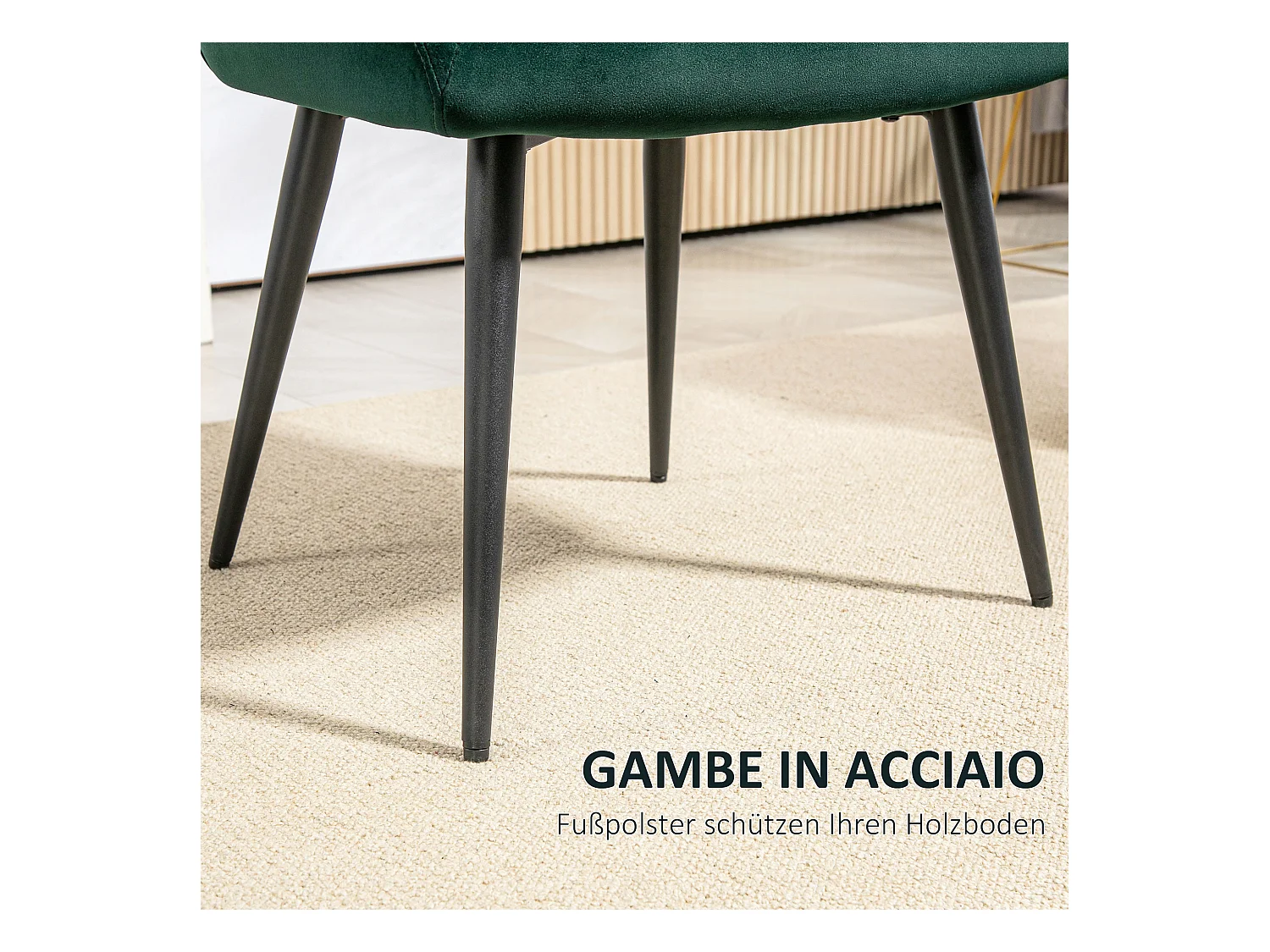 Fauteuil lounge avec accoudoirs, revêtement velours, pieds acier, vert foncé (59x58.5x78.5cm)