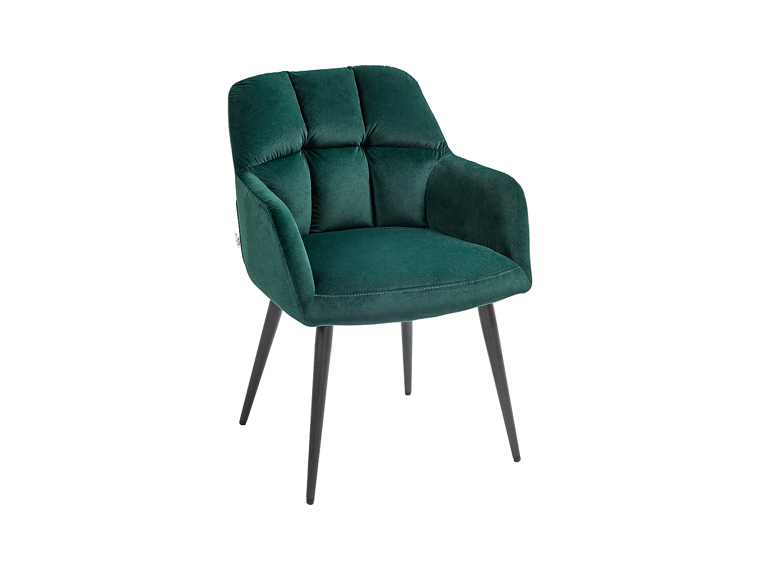 Loungestoel met armleuningen, fluwelen bekleding, stalen poten, donkergroen (59x58,5x78,5cm)