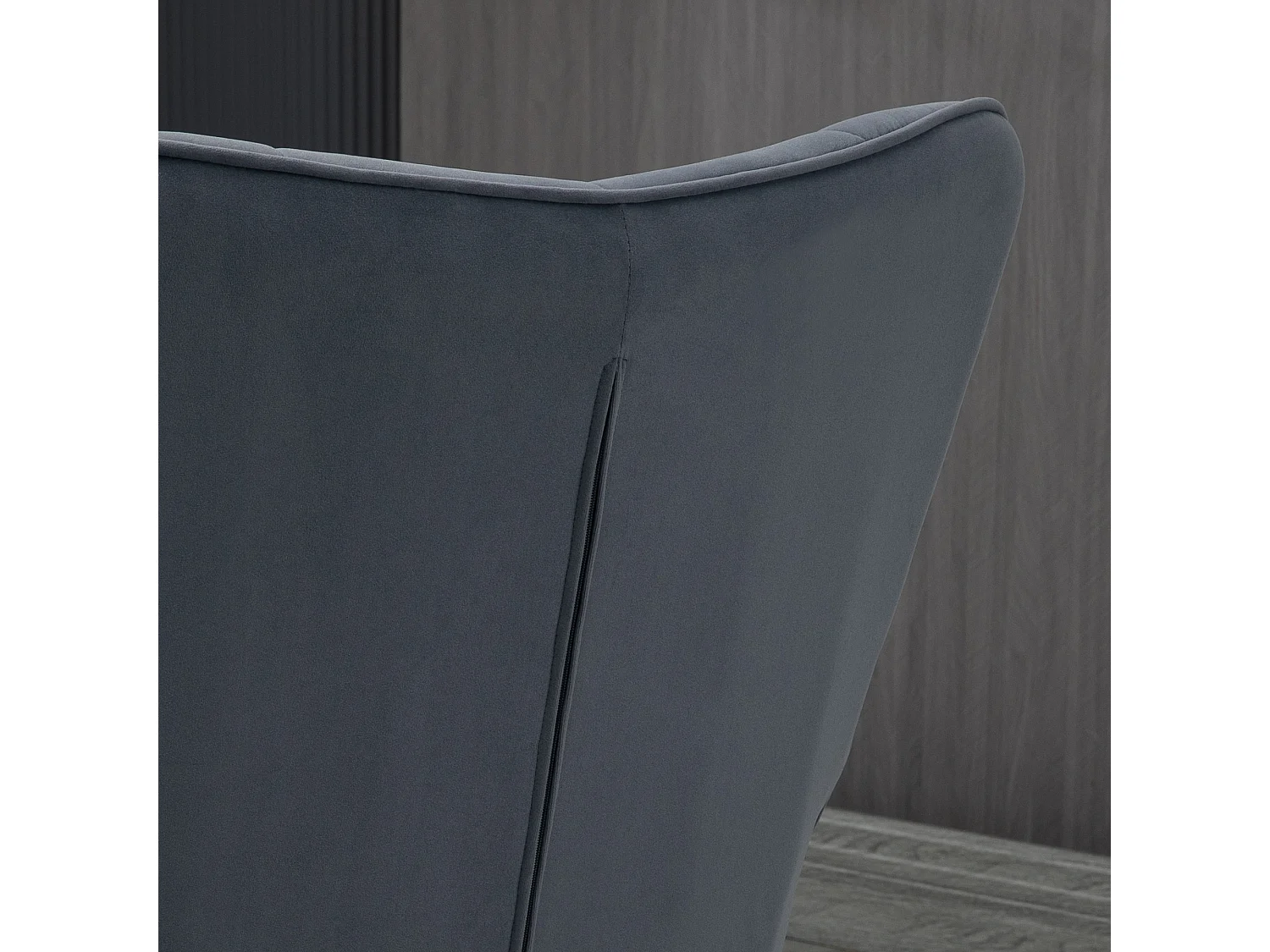 Fauteuil relax avec ottoman, tissu velours, accoudoirs, acier, gris foncé (71x77x99 cm)