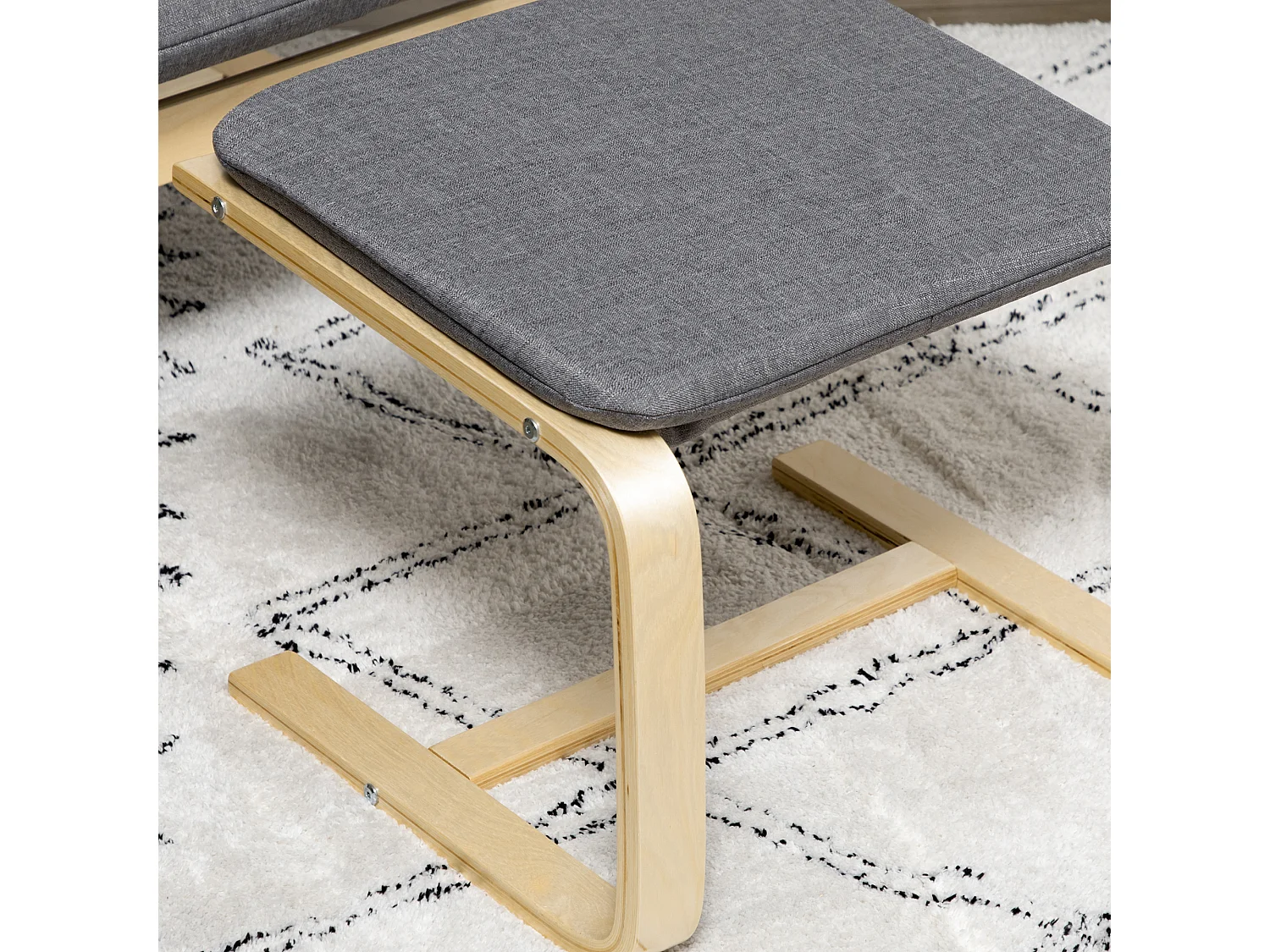 Fauteuil relax avec repose-pieds, lin, gris, accoudoirs, design compact et confortable (66.5x80x99cm)