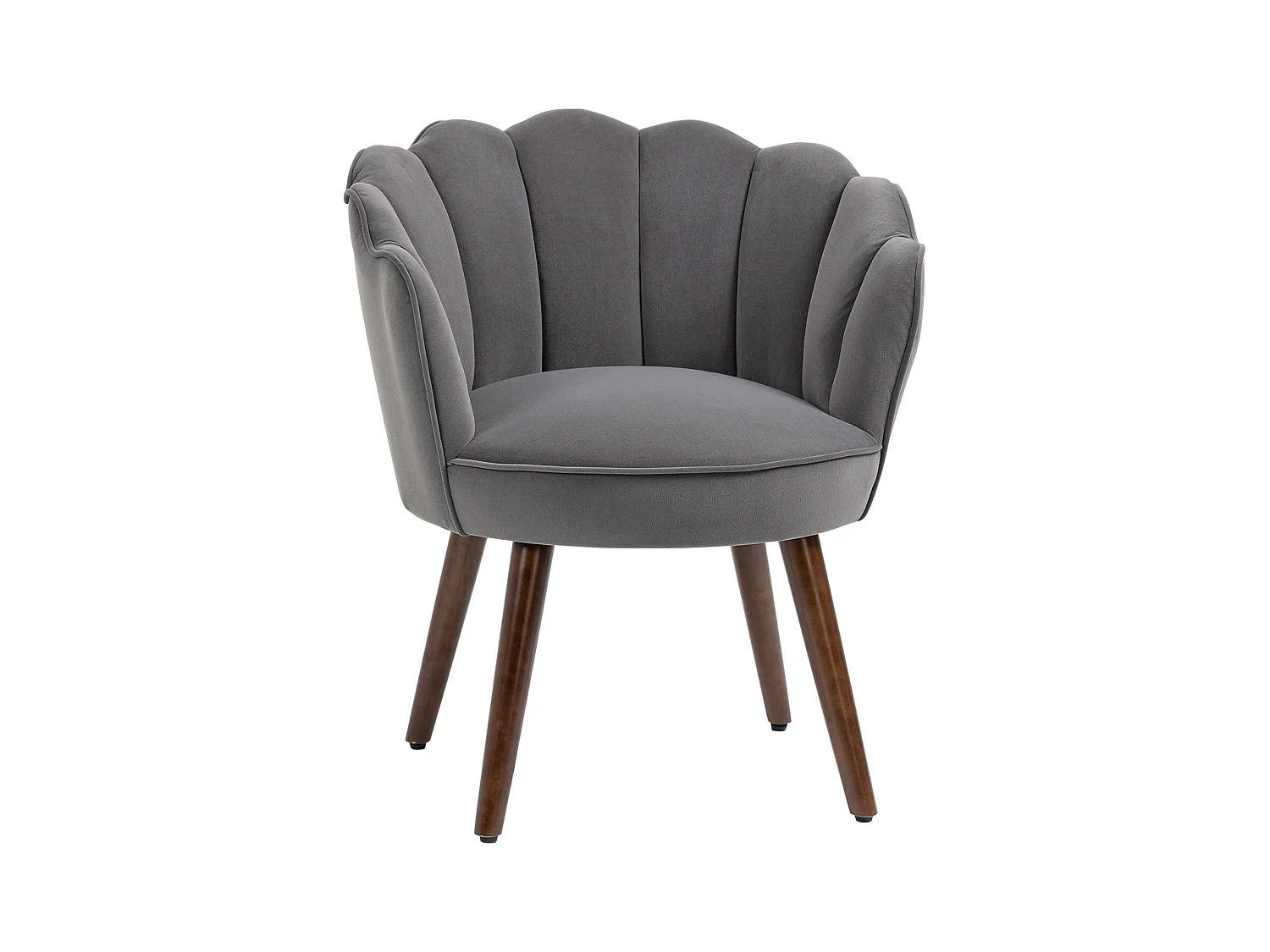 Eetkamerstoel met armleuningen, modern design, polyester, rubberhout, grijs (66x72x79 cm)