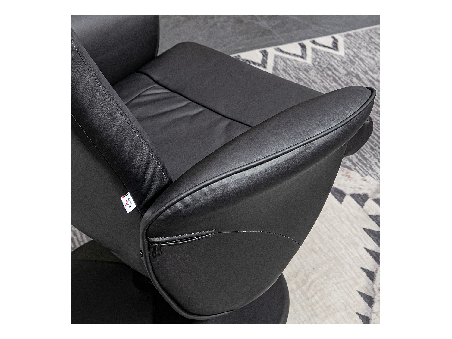 Fauteuil relax avec repose-pieds, fonction inclinable, en similicuir, noir (76x81x101 cm)