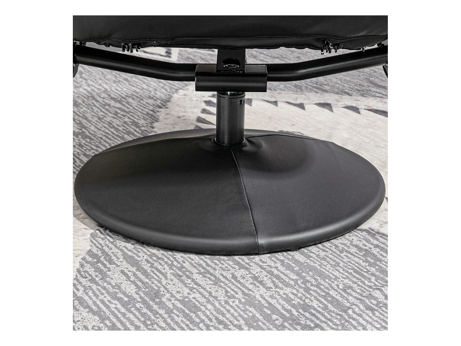 Fauteuil relax avec repose-pieds, fonction inclinable, en similicuir, noir (76x81x101 cm)