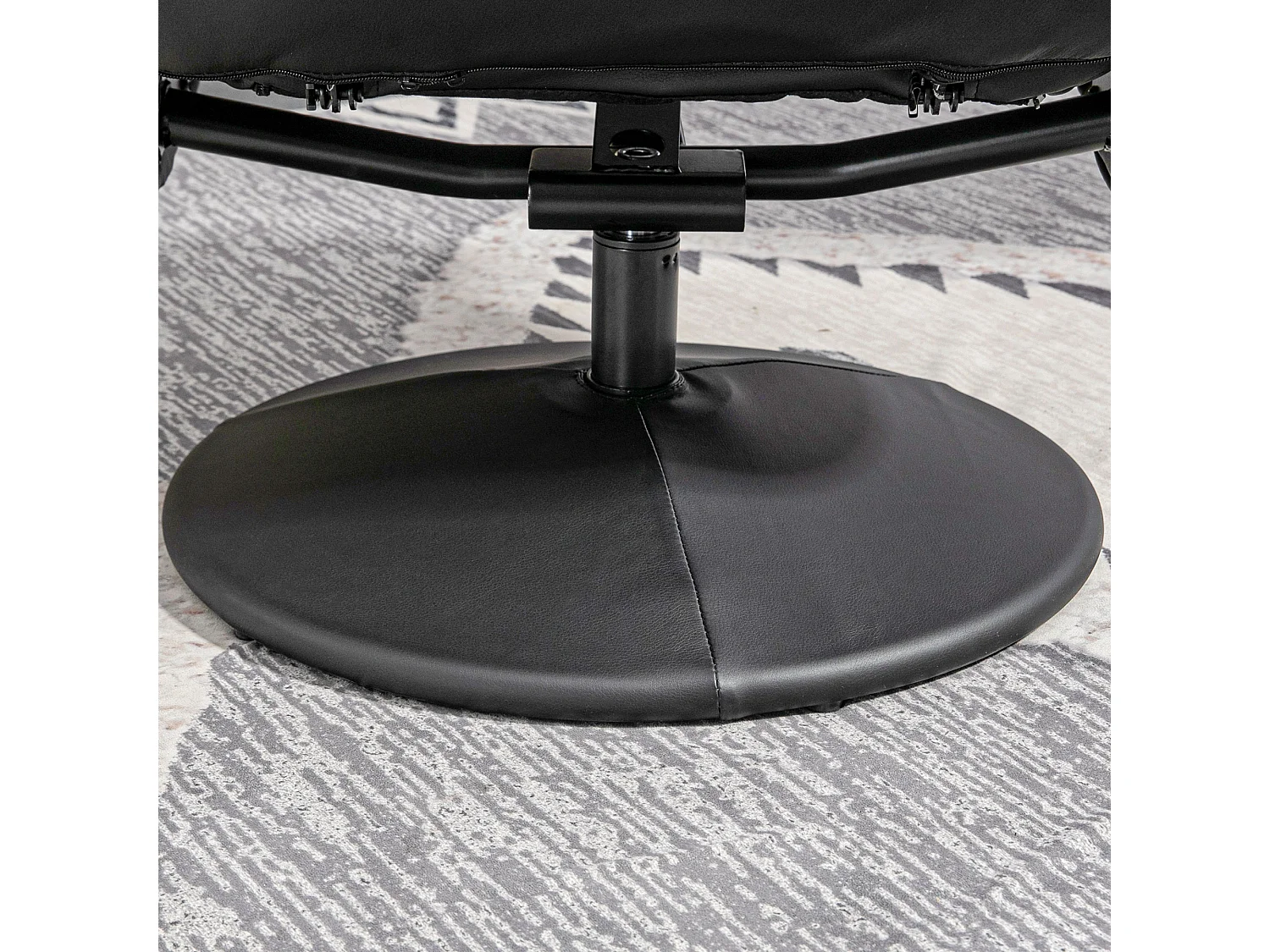 Fauteuil relax avec repose-pieds, fonction inclinable, en similicuir, noir (76x81x101 cm)